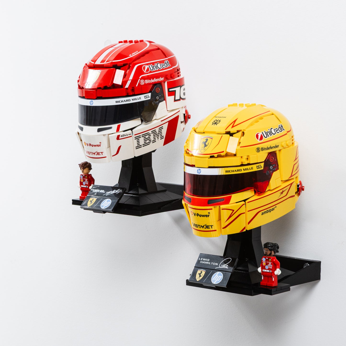 Wall Mount Compatible With LEGO Lewis Hamilton Helmet 43022 & LEGO Charles Leclerc Helmet 43014