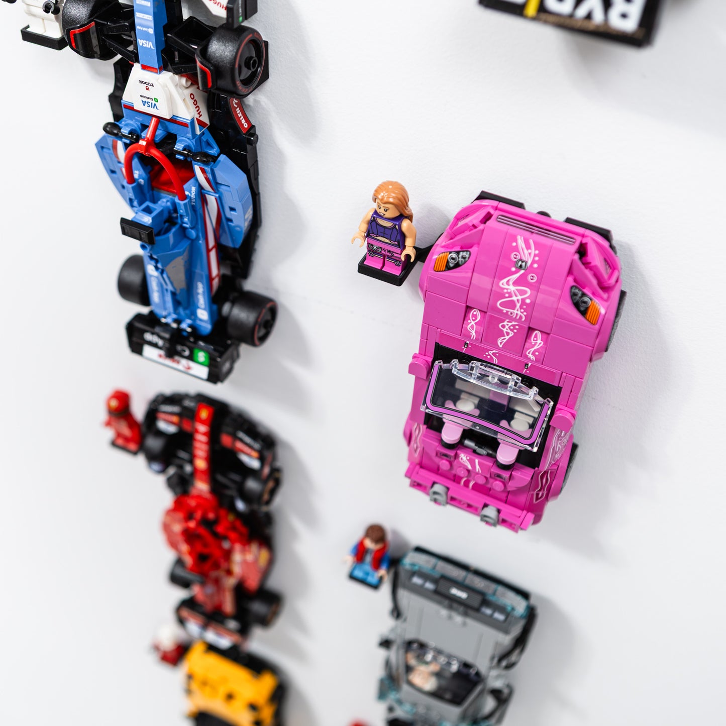 10X Wall Mount Hooks Compatible with LEGO Speed Champions Cars with Driver Display Stands