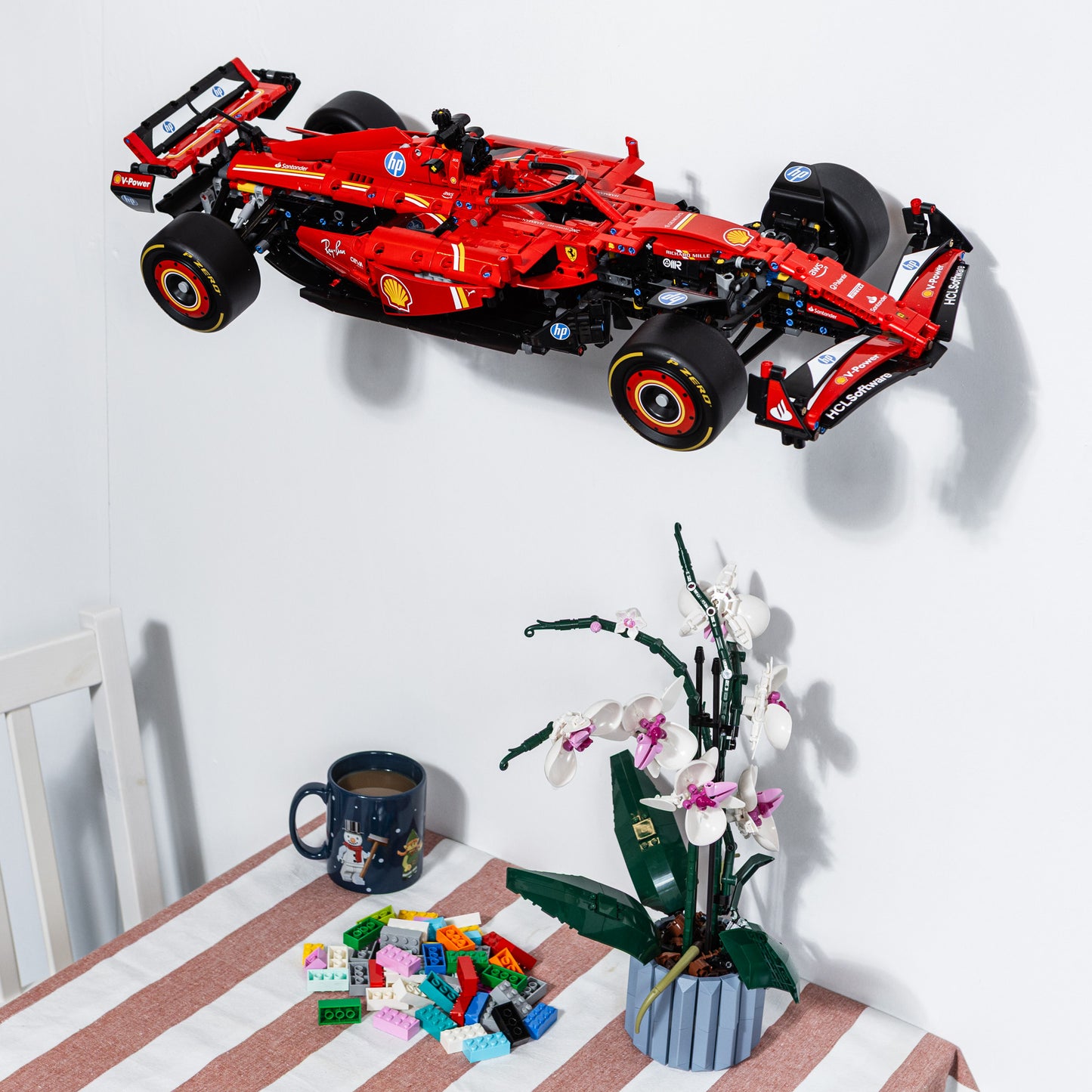 Wall Mount Bracket Compatible With Lego Technic Ferrari SF-24 42207 (Angled)