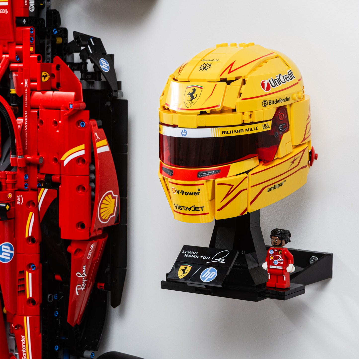 Wall Mount Compatible With LEGO Lewis Hamilton Helmet 43022 & LEGO Charles Leclerc Helmet 43014