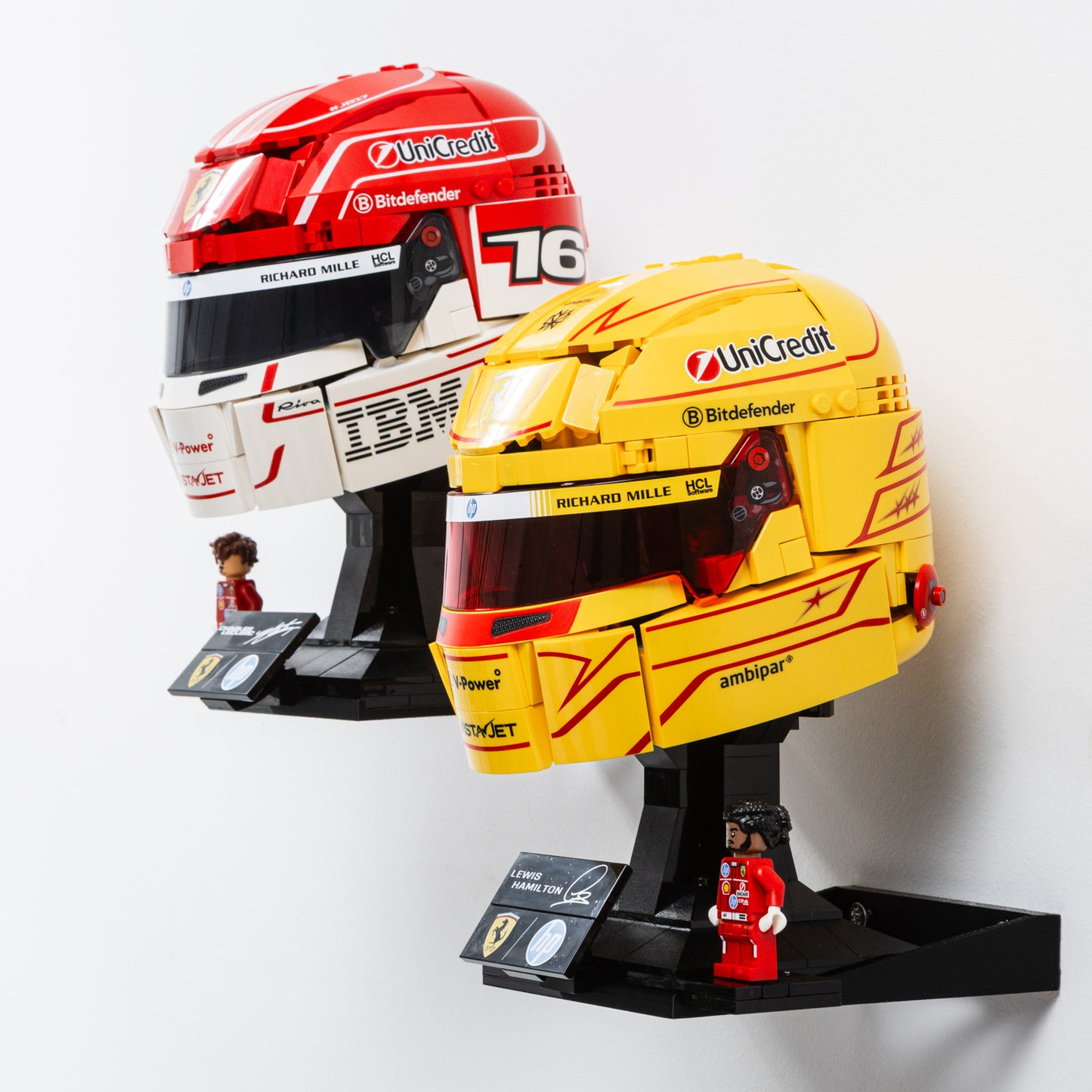 Wall Mount Compatible With LEGO Lewis Hamilton Helmet 43022 & LEGO Charles Leclerc Helmet 43014