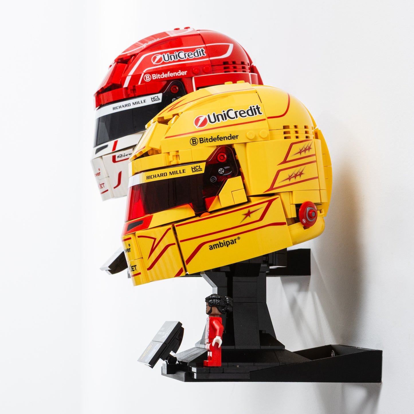 Wall Mount Compatible With LEGO Lewis Hamilton Helmet 43022 & LEGO Charles Leclerc Helmet 43014