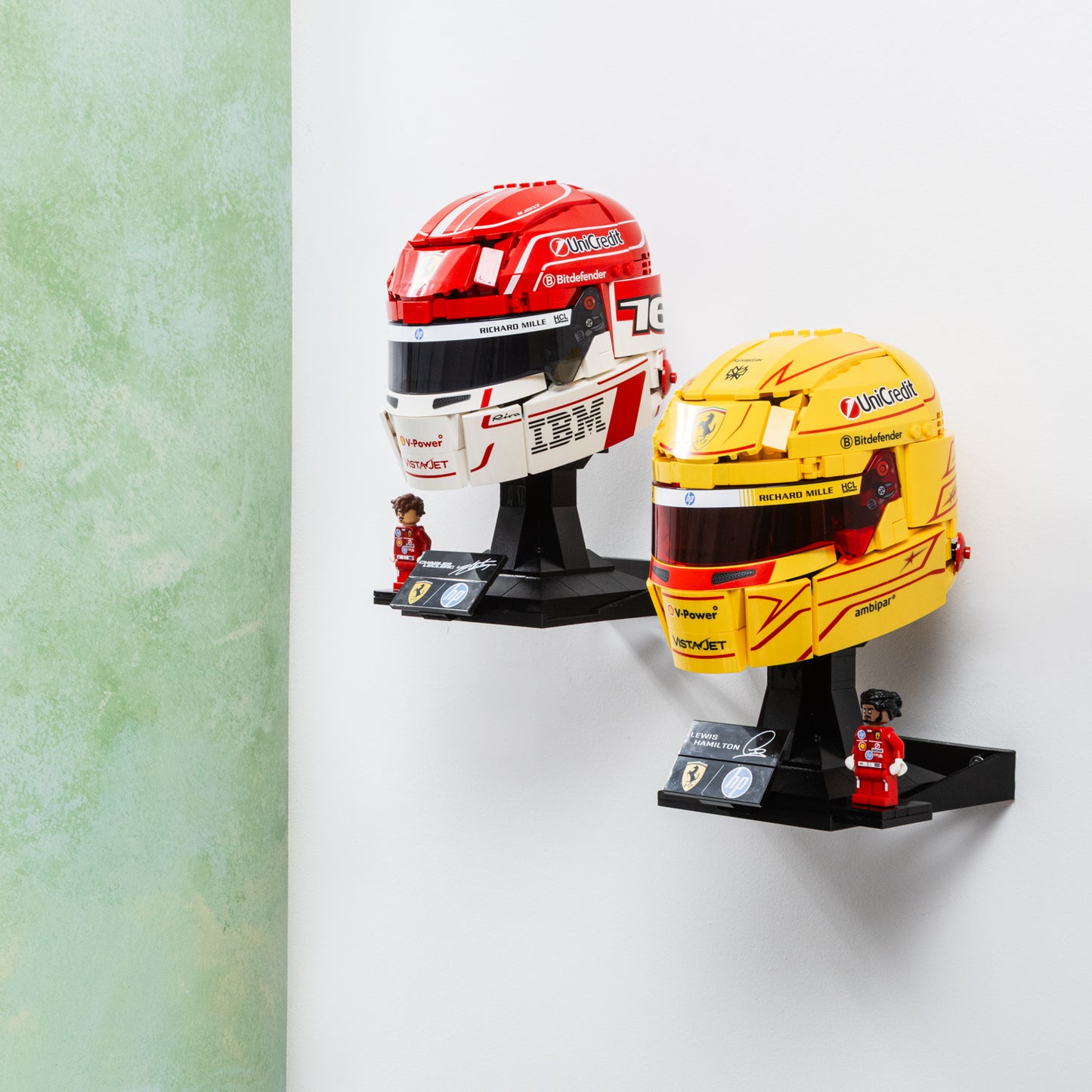 Wall Mount Compatible With LEGO Lewis Hamilton Helmet 43022 & LEGO Charles Leclerc Helmet 43014