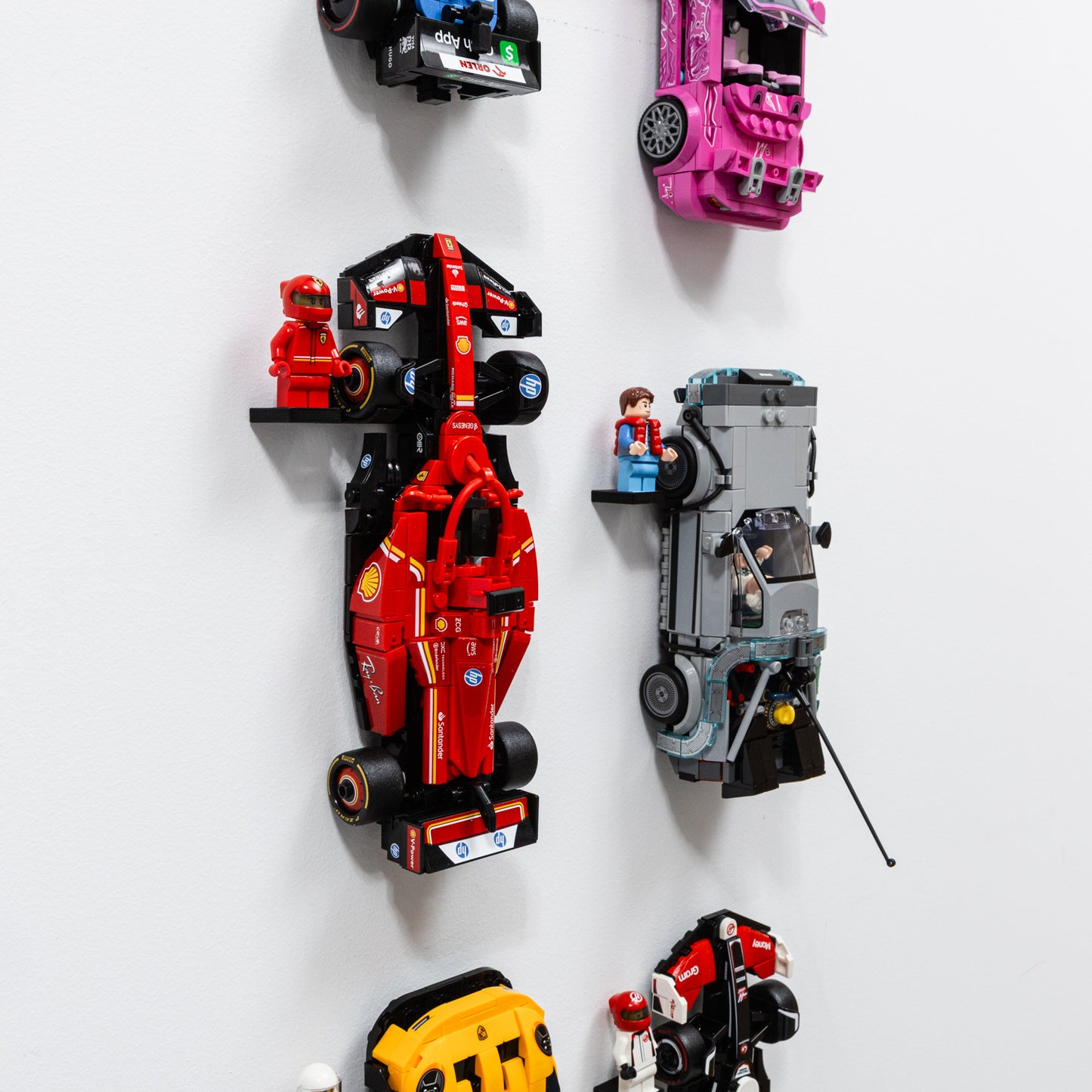 10X Wall Mount Hooks Compatible with LEGO Speed Champions Cars with Driver Display Stands