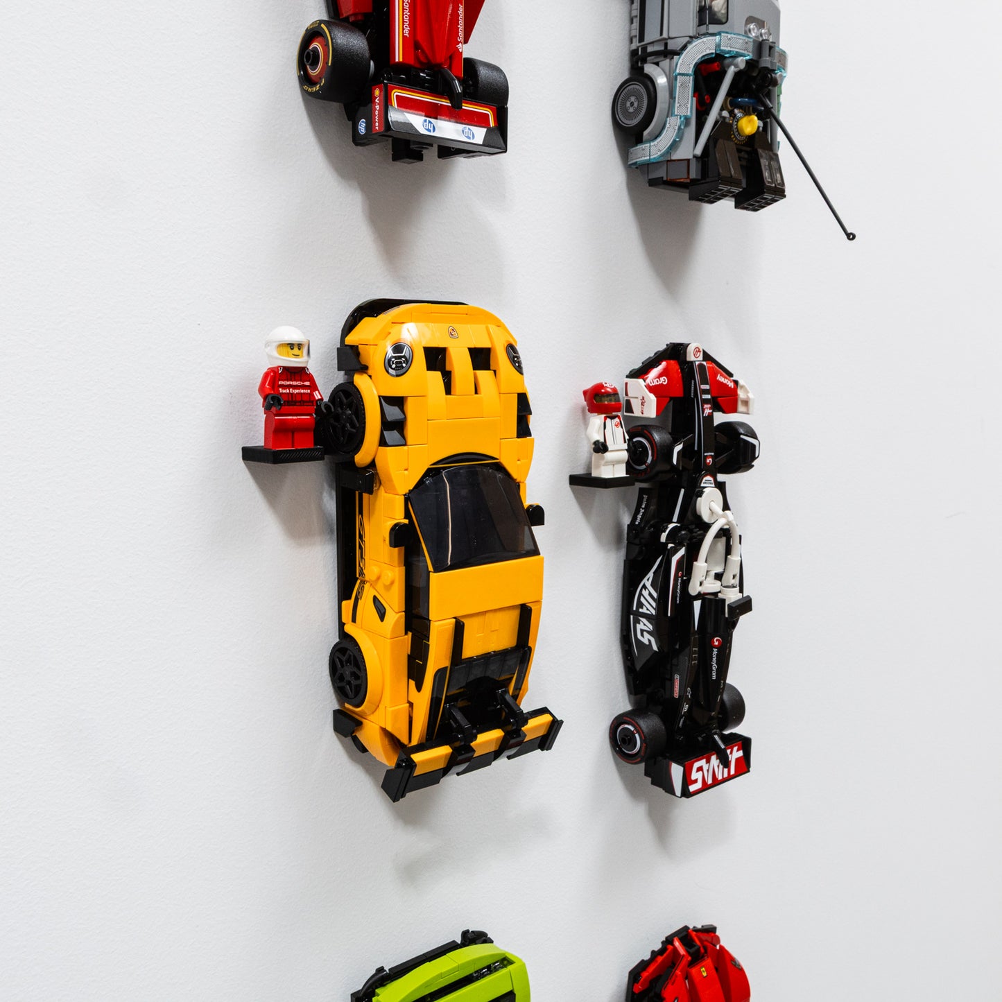 10X Wall Mount Hooks Compatible with LEGO Speed Champions Cars with Driver Display Stands
