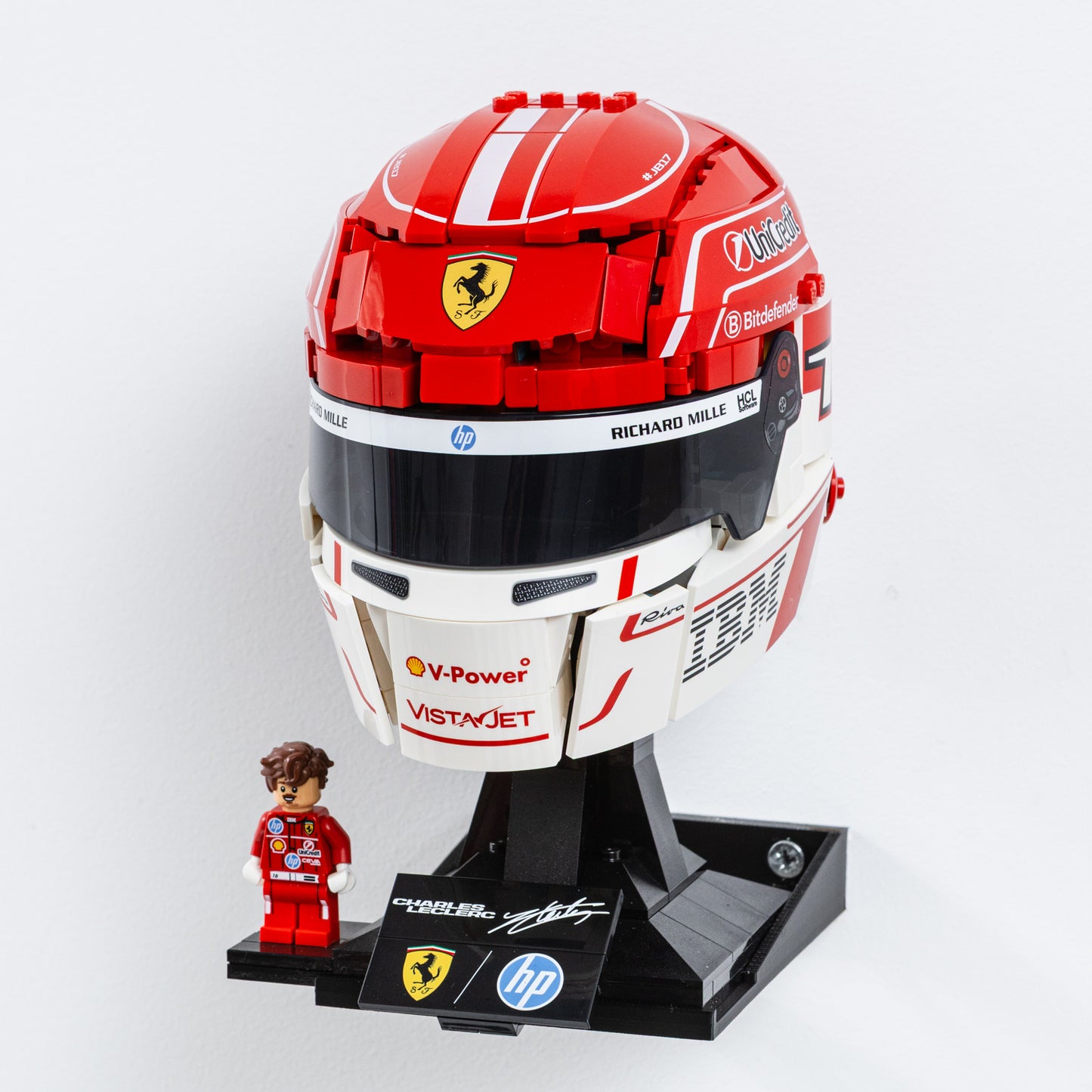 Wall Mount Compatible With LEGO Lewis Hamilton Helmet 43022 & LEGO Charles Leclerc Helmet 43014