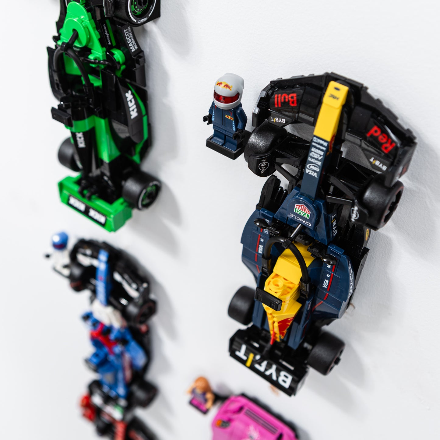 10X Wall Mount Hooks Compatible with LEGO Speed Champions Cars with Driver Display Stands