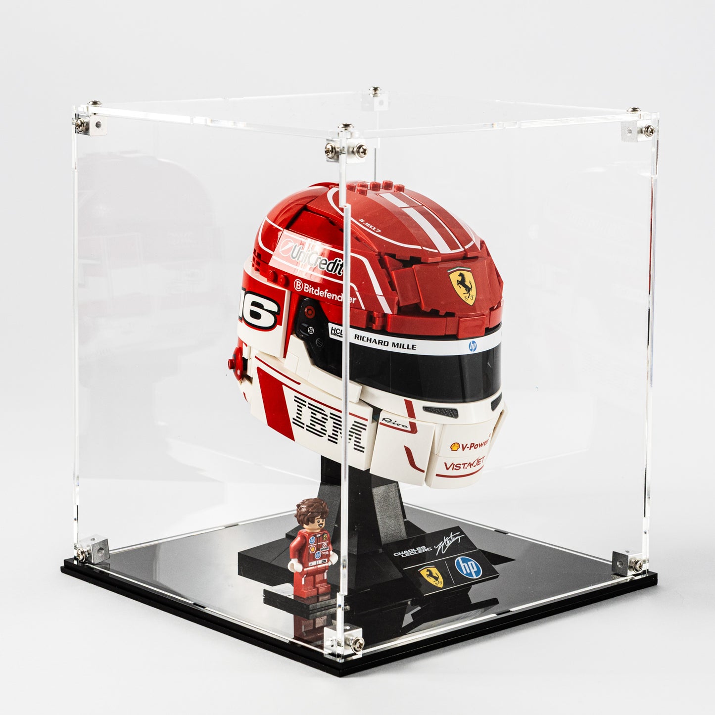 Acrylic Display Case Compatible With LEGO Lewis Hamilton Helmet 43022 & Charles Leclerc Helmet 43014