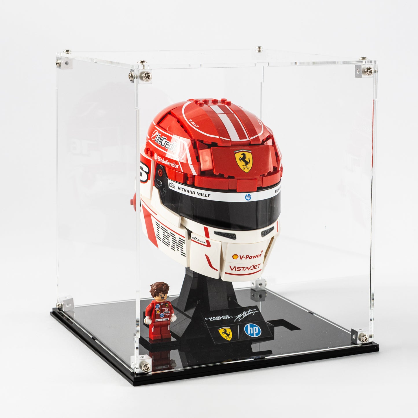Acrylic Display Case Compatible With LEGO Lewis Hamilton Helmet 43022 & Charles Leclerc Helmet 43014