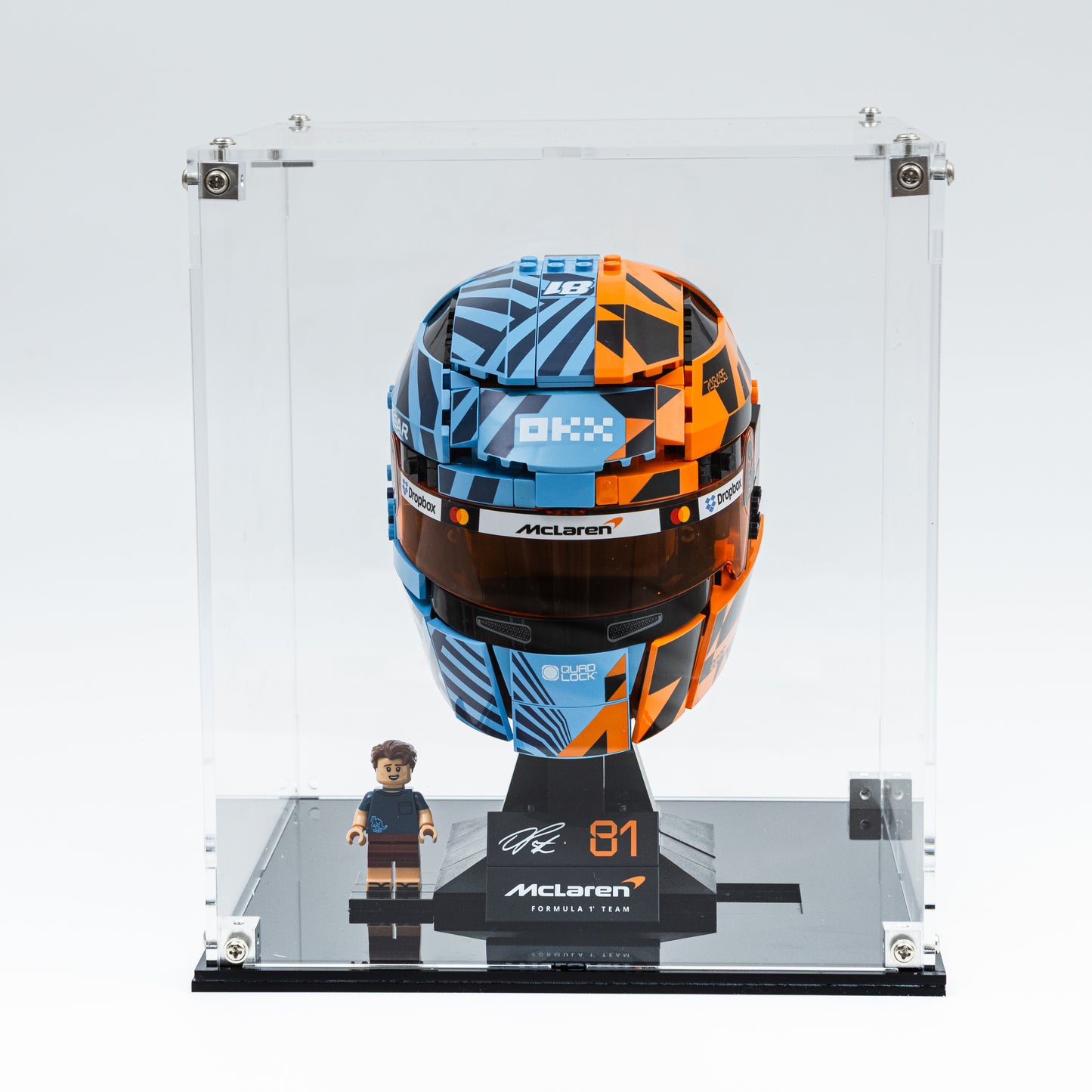 Acrylic Display Case Compatible With LEGO Lando Norris 43023 - Lewis Hamilton 43022 - Charles Leclerc 43014 – Oscar Piastri 43017