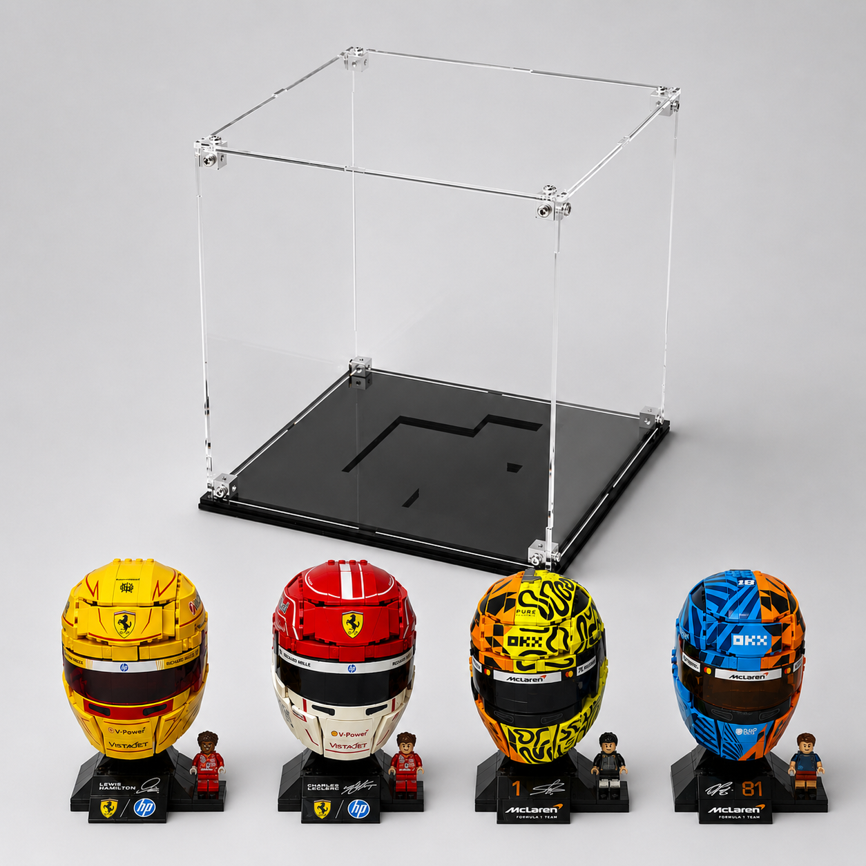 Acrylic Display Case Compatible With LEGO Lando Norris 43023 - Lewis Hamilton 43022 - Charles Leclerc 43014 – Oscar Piastri 43017
