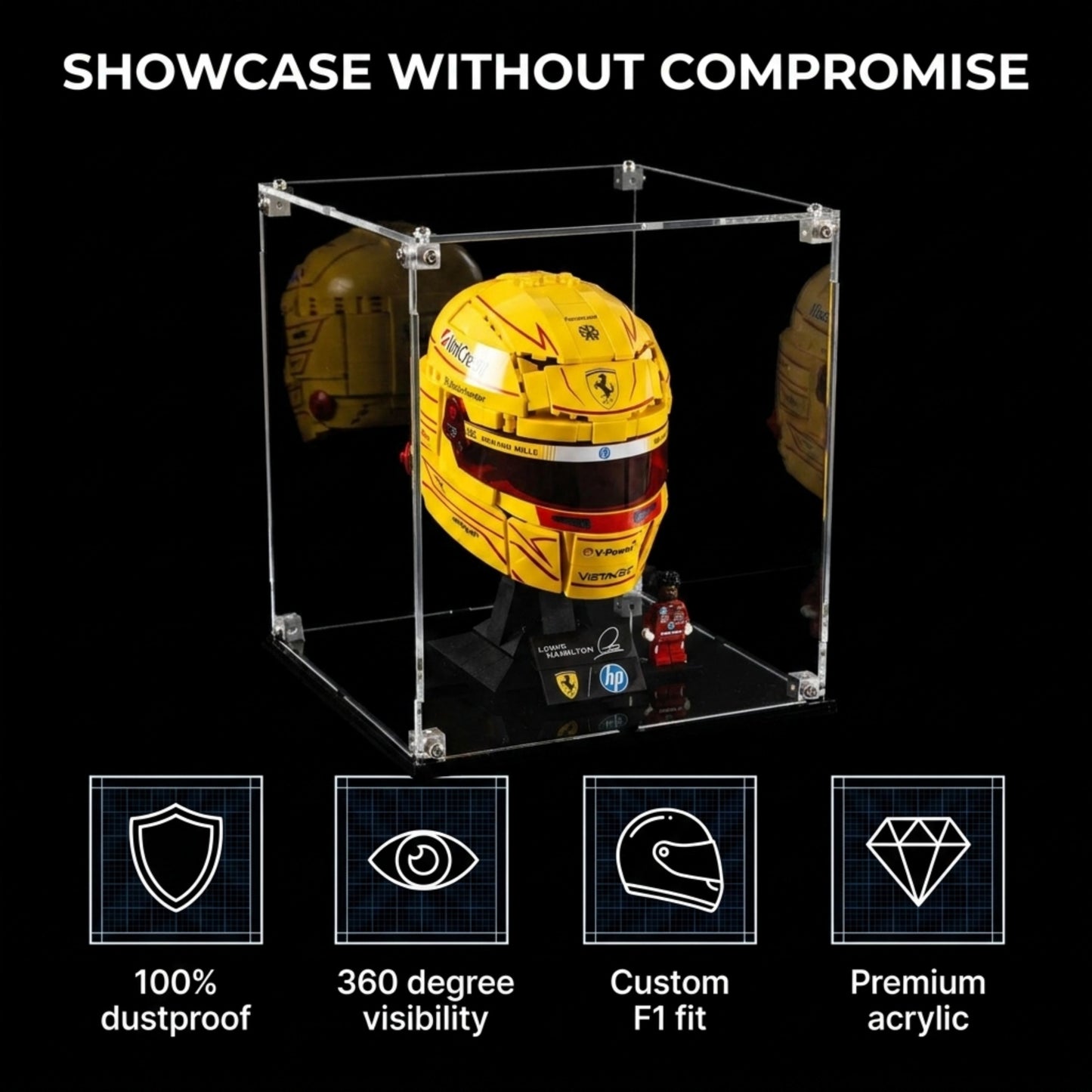 Acrylic Display Case Compatible With LEGO Lando Norris 43023 - Lewis Hamilton 43022 - Charles Leclerc 43014 – Oscar Piastri 43017
