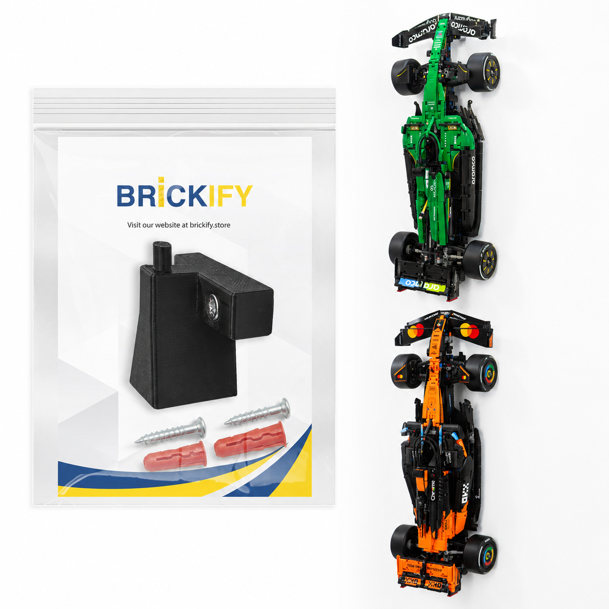 Wall Mount Bracket Compatible with Lego F1 Technic McLaren MCL39 42228 & Aston Martin AMR25 42240 - Car Not Included