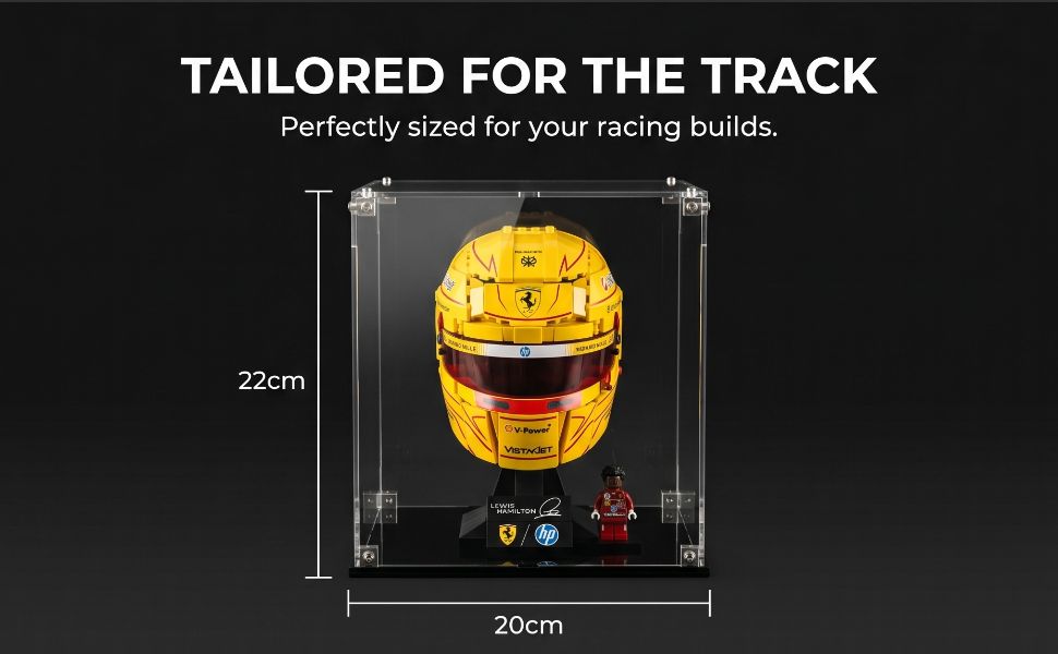 Acrylic Display Case Compatible With LEGO Lewis Hamilton Helmet 43022 & Charles Leclerc Helmet 43014